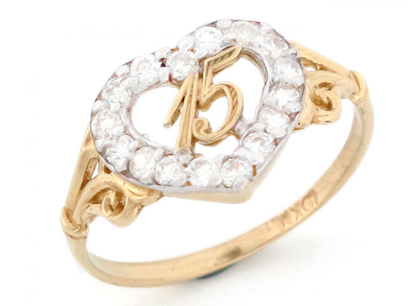 two tone gold white cz accents 15 quinceanera heart lovely earrings