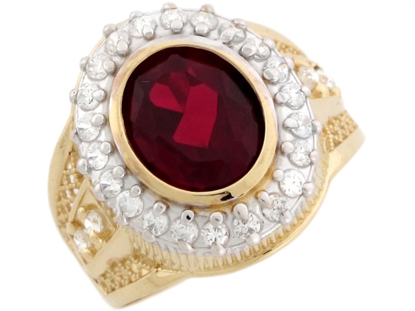 10k / 14k Real Gold 10x12mm Simulated January Birthstone CZ Mens