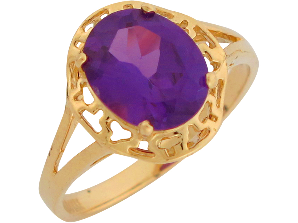 10k or 14k Yellow Gold Simulated Alexandrite Dazzling June Birthstone Ring